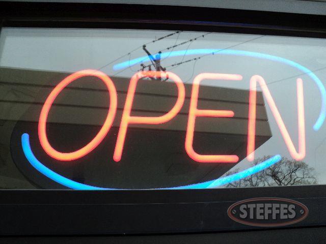 "Open" neon sign